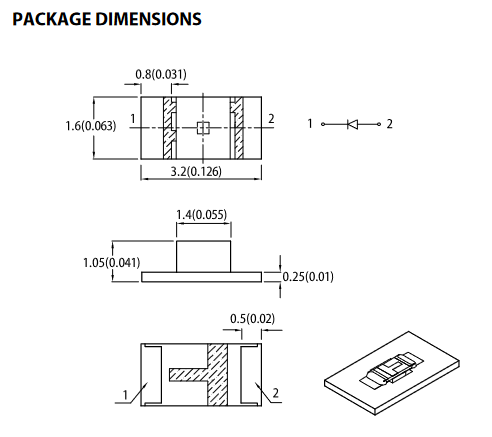 Extract from APTR3216SURCK datasheet showing package dimensions