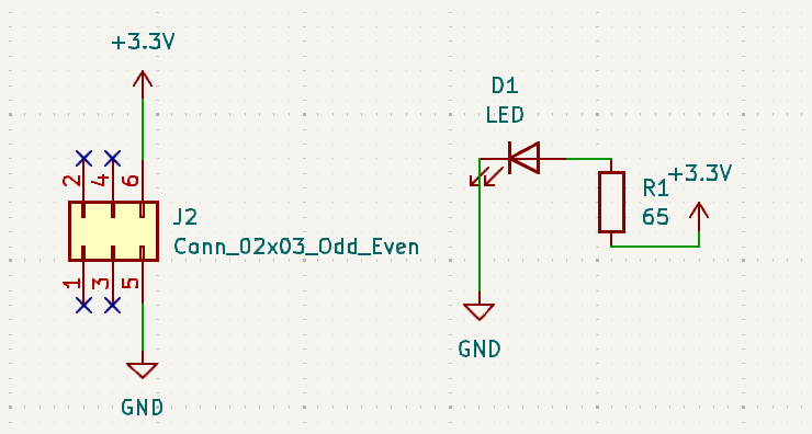 PCB schematic diagram showing three components